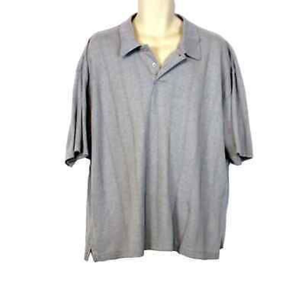 Marc‎ Edwards Men's Short Sleeve Soft Gray Cotton Blend Polo Shirt Striped XXL